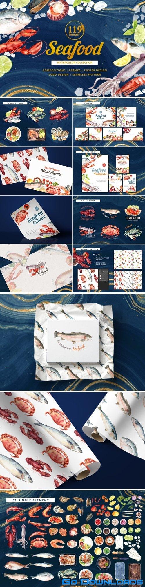 Seafood Watercolor Illustrarion Set 6556323 Free Download