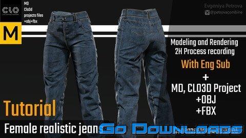 ArtStation Tutorial. MD, Clo3d Realistic jeans. 2H Video process with Eng Sub + Project Free Download