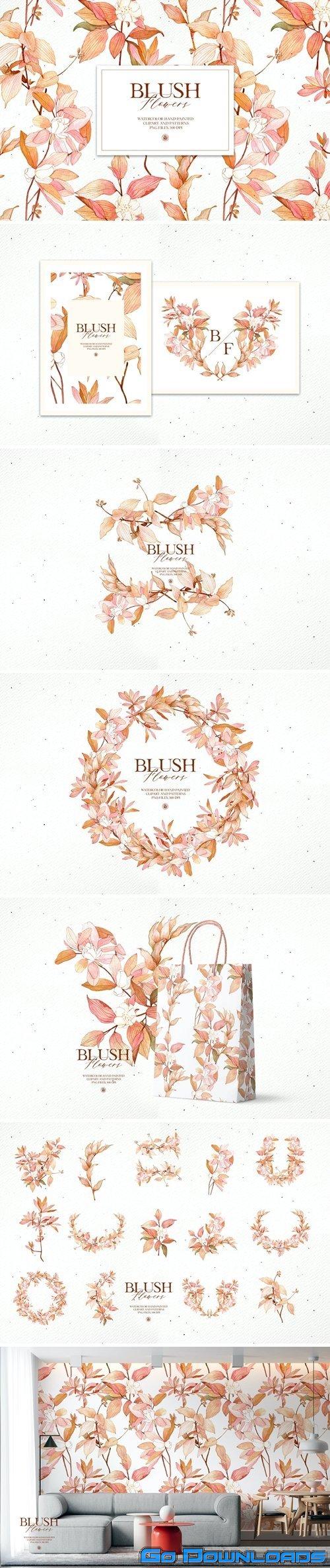 Blush Flowers watercolor set Free Download