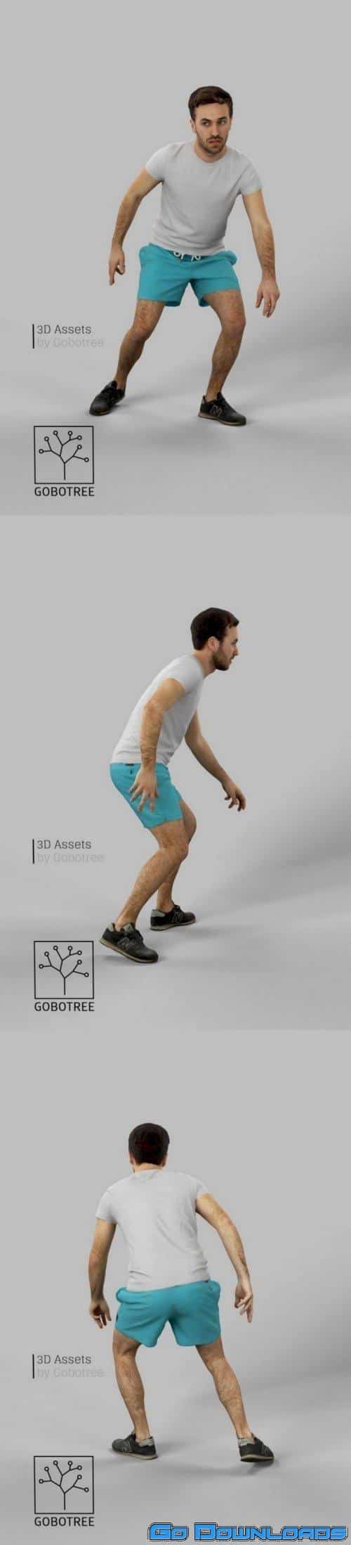 Casual Sports Man Filip plays football and changes direction 3D model Free Download