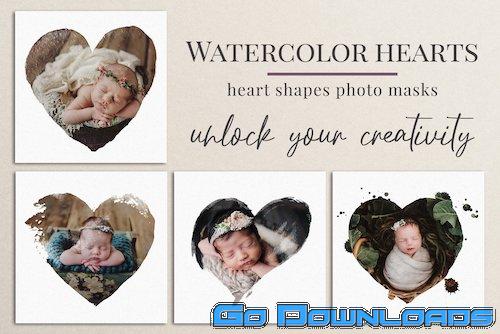 CreativeMarket Watercolor hearts photo masks 5804185 Free Download