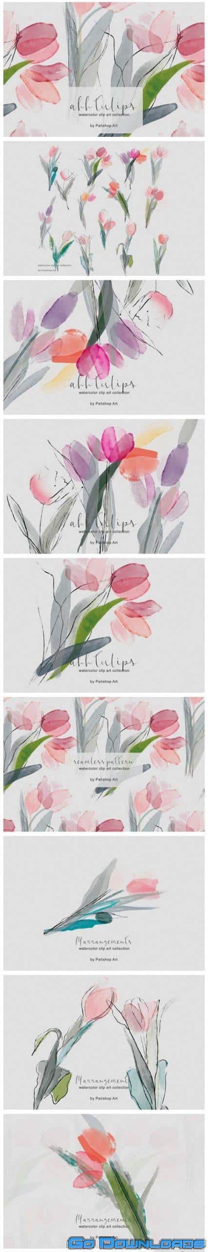 Delicate Watercolor Tulip Clipart Set 3982179 Free Download