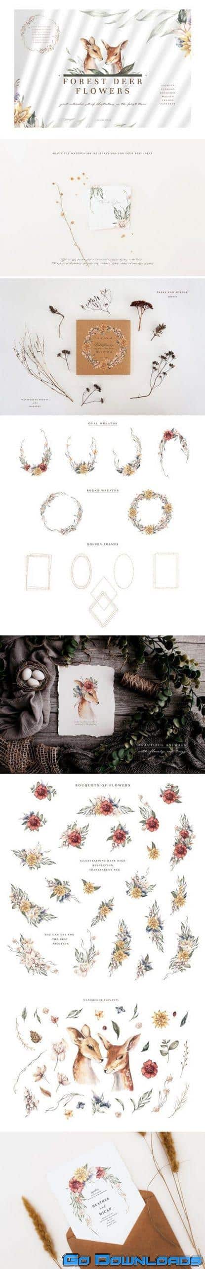 Forest Deer & Flowers Free Download