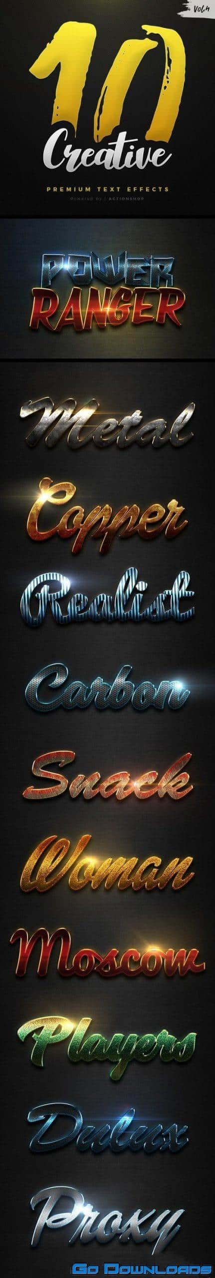 Graphicriver 10 Creative Text Effects Vol.4 20998763 Free Download