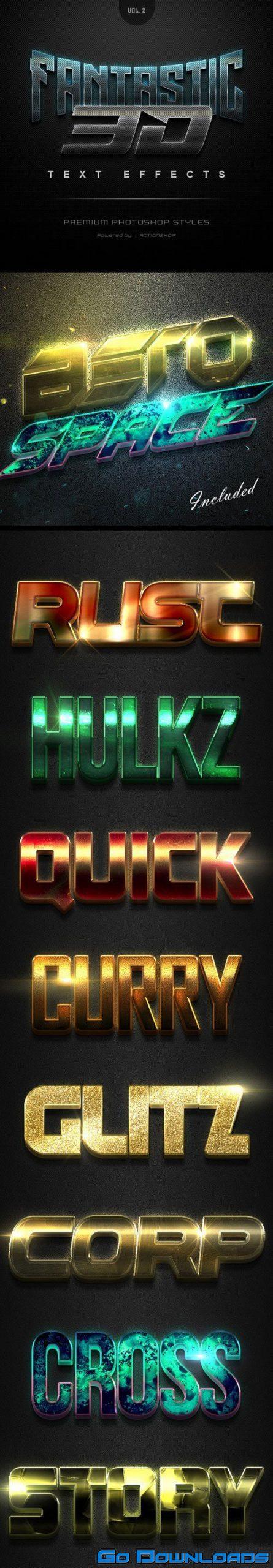 Graphicriver Fantastic 3D Text Effects Vol.2 21391485 Free Download