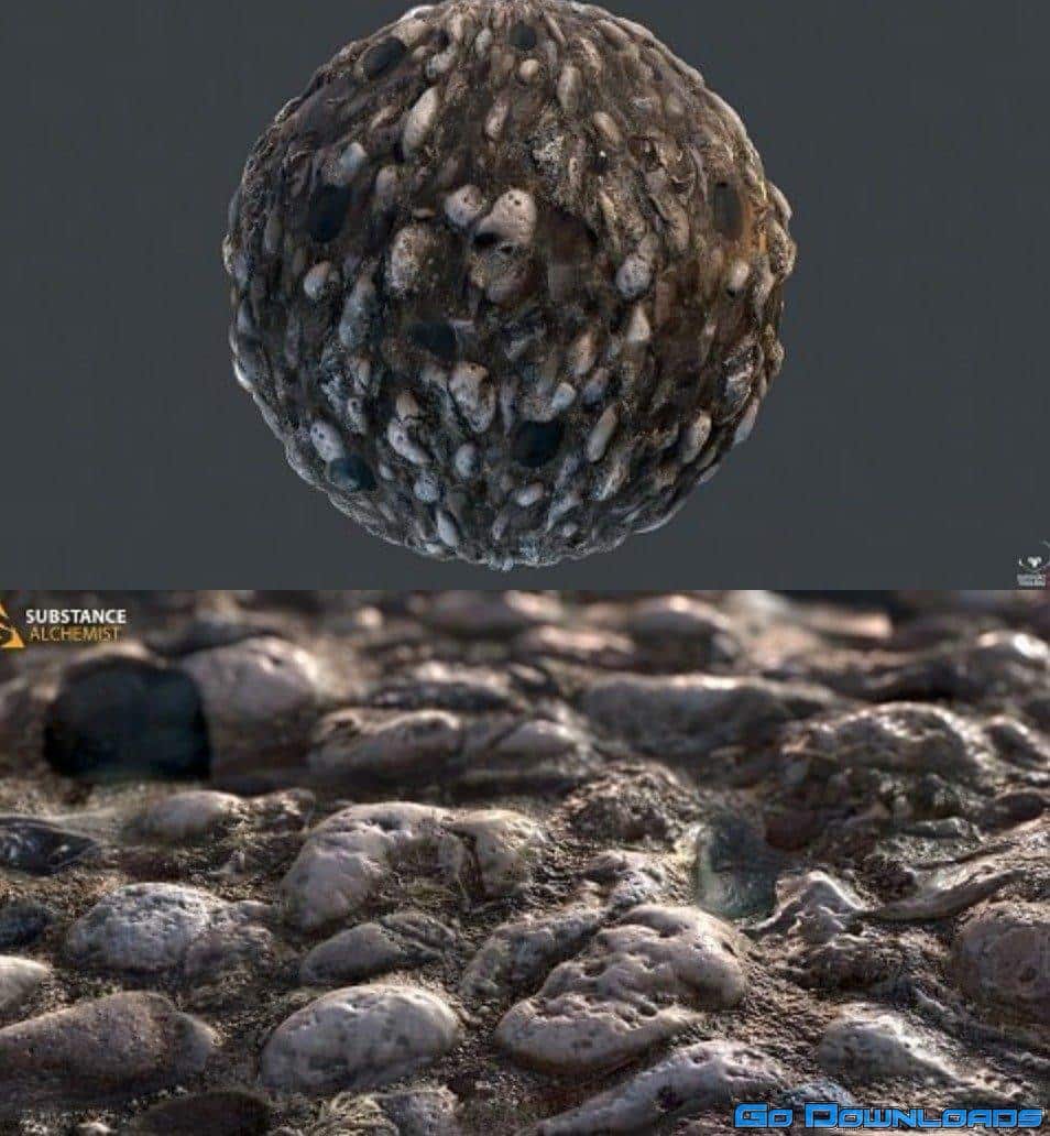 Round Stone Beach Ground PBR Material Free Download