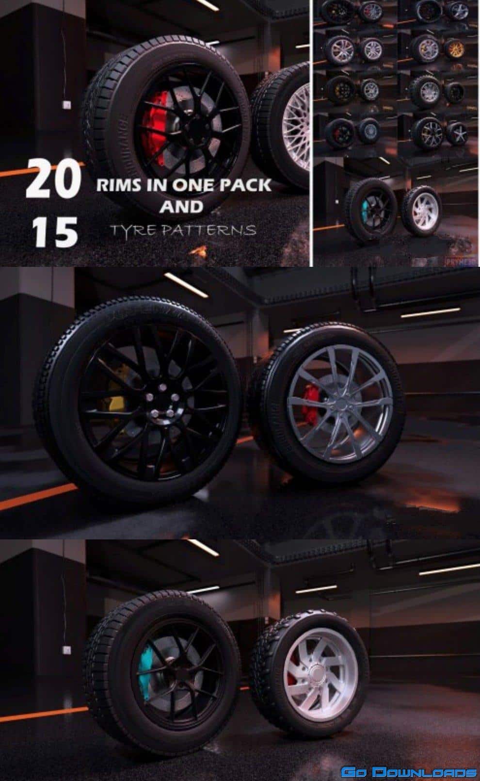 Sport modern car wheels VR / AR / low-poly 3d model Free Download