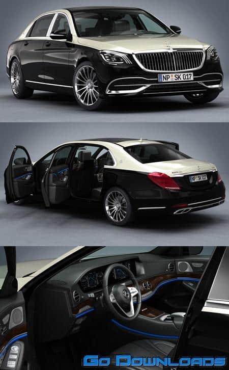 Turbosquid 3D 2019 Mercedes-Benz S-Class Maybach Free Download