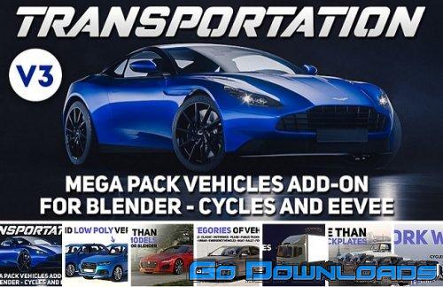 Blendermarket Transportation Car and Vehicle Rigged Library Addon v3 Free Download