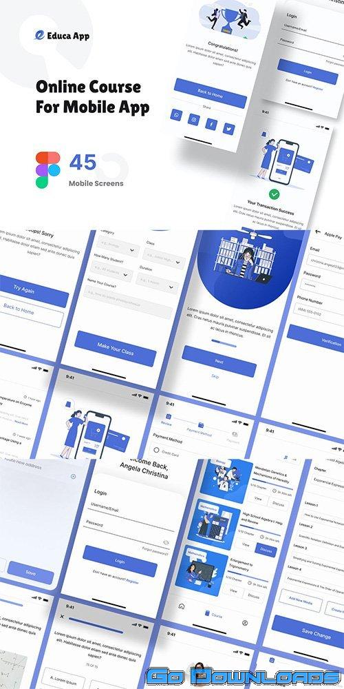 Educa Education Mobile App UI kit Figma Free Download