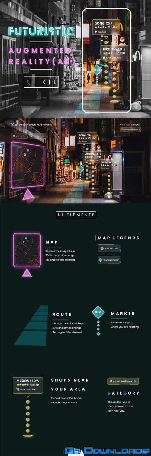 Futuristic Augmented Reality UI Kit For Adobe XD Free Download