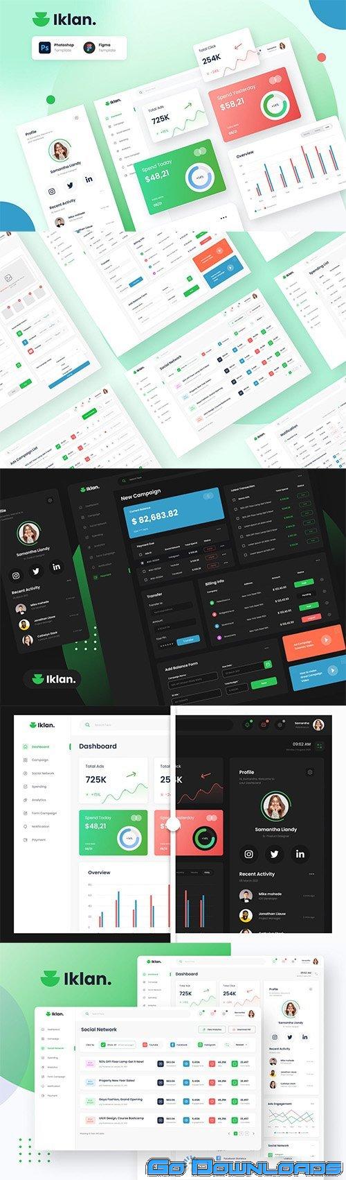 Iklan Ads Campaign Admin Dashboard Template Free Download