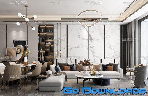 Modern light luxury living room sofa combination 3d model 944958 Free Download