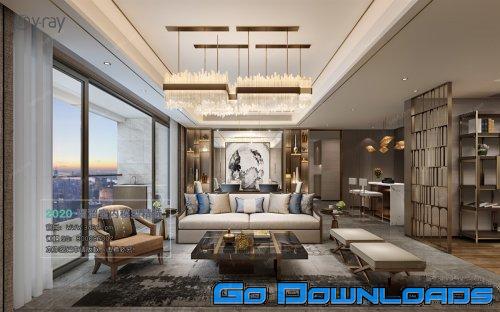 Modern style Livingroom Vray 22 Free Download