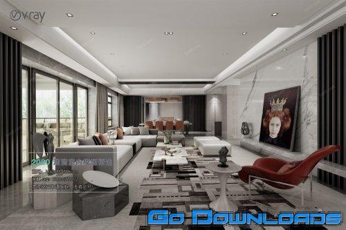 Modern style Livingroom Vray 24 Free Download