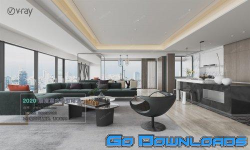 Modern style Livingroom Vray 44 Free Download