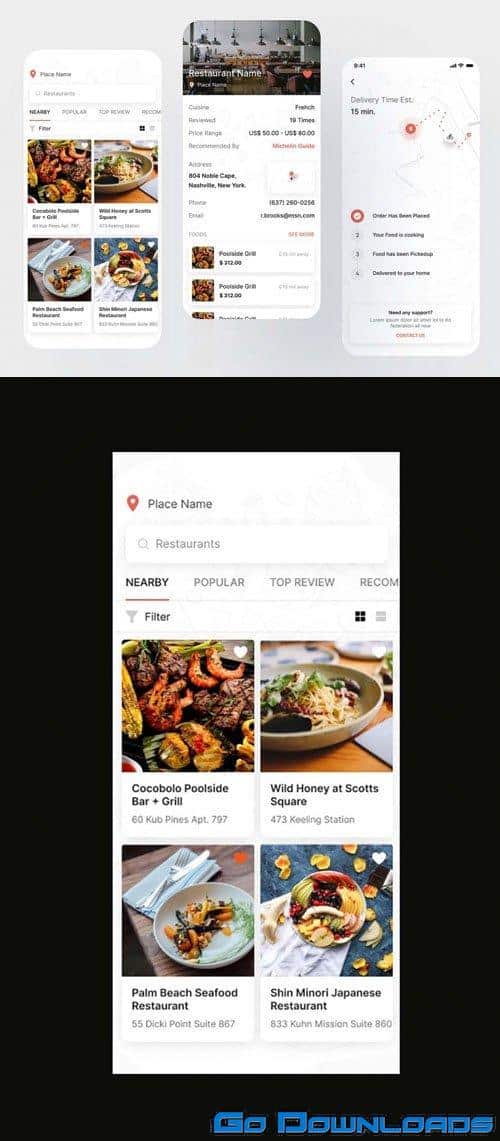 Restaurant App Template for Figma Free Download