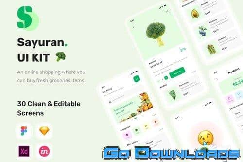 Sayuran Grocery Apps UI Kit Free Download