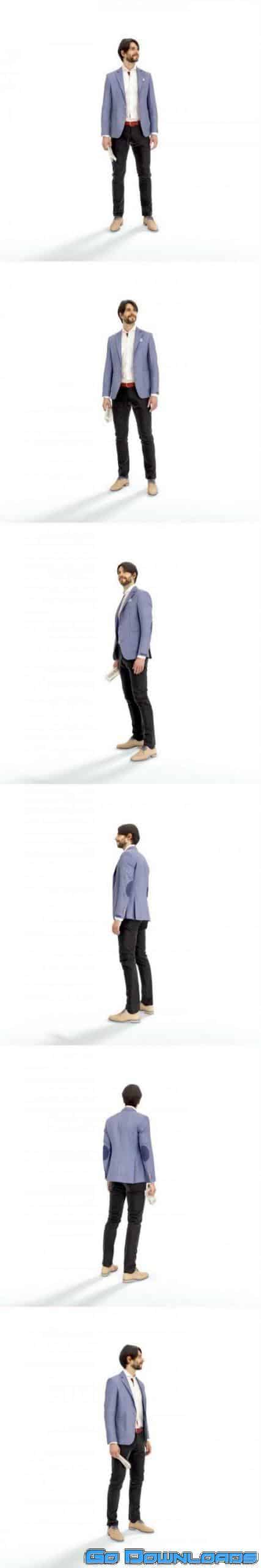 Standing Business Man CMan0323-HD2O01P01S Low-poly 3D model Free Download