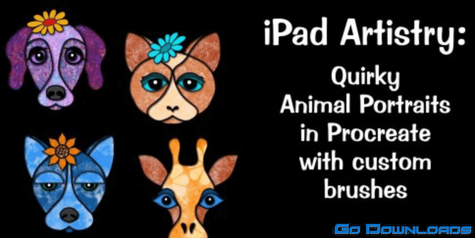 iPad Artistry: Quirky Animal Portraits – with custom Procreate brushes