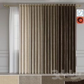 A set of curtains on the rings 15. Beige range 3D model Free Download