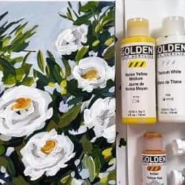 Acrylic Painting: How to Paint White Roses with Acrylic Paint Step by Step for Beginners