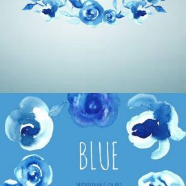 CM Bleu flowers Watercolor clip art 266752 Free Download