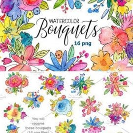 CM Watercolor bouquets of flowers 1759288 Free Download