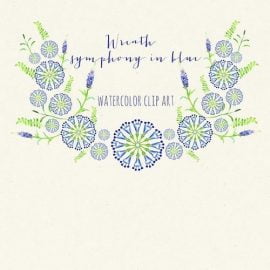 CM Wreath symphony in blue watercolor 262910 Free Download