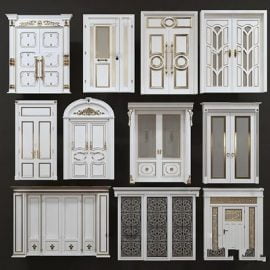 European Solid Wood Carved Doors 3D models Free Download