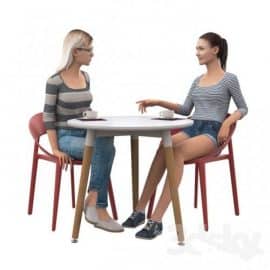 Girls in a cafe 3D model Free Download