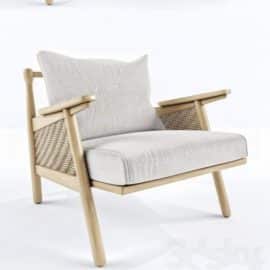 Linen cane chair 3D Model Free Download