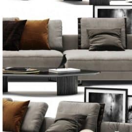 Minotti White Sofa 3d model Free Download