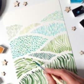 Watercolor Fun: Relax with Simple Patterned Landscapes