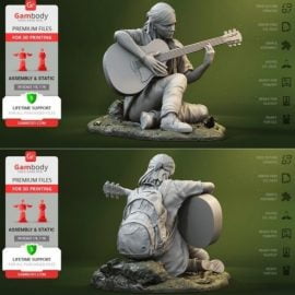 Ellie with Guitar 3D Print Model Free Download