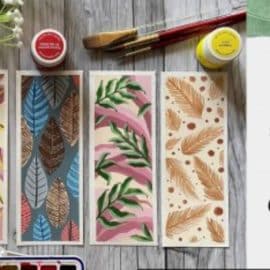 Leaf Patterns With Gouache- Learn to Paint 5 Easy Therapeutic Bookmark Pattern