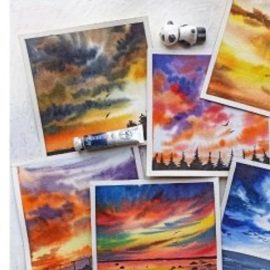 7 days of Watercolor Dramatic Skies