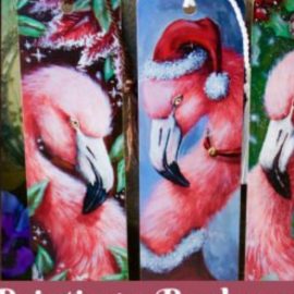 Paint a Festive Flamingo Bookmark Designs| Paint Designs for Bookmarks