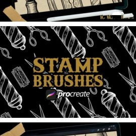 Barbershop vintage stamp brush Free Download