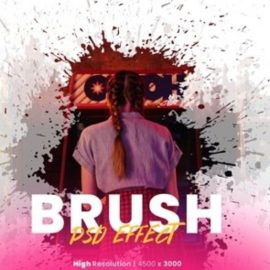 Brush splatter photo effect psd Free Download