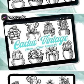 engraving cactus stamp brush Free Download