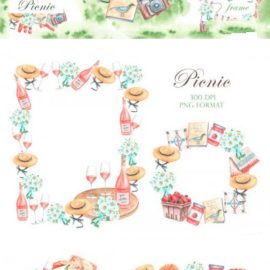 Luxury Picnic Clipart Frame Wreath. Free Download