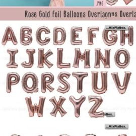 Rose Gold Foil Balloons Overlays Free Download