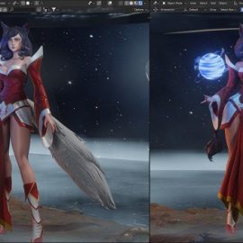 Artstation Ahri Character Modeling Blender 3.0 Full Process video & 3D model Free Download