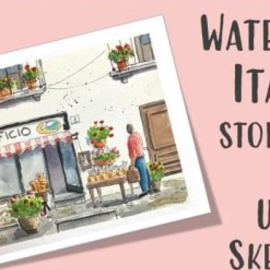 Urban Sketching in Ink & Watercolor | An Italian Street Scene with Old Pasta Shop