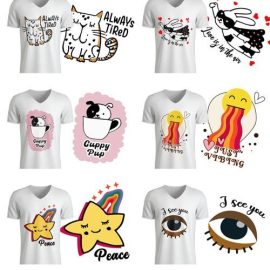 20 Cute T-Shirt Designs Bundle Free Download