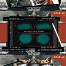 87 Fur & Hair Procreate Brush Set Free Download