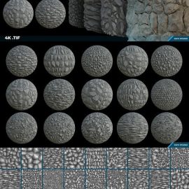 ArtStation 45 Stone Pattern Brush (4k Seamless Tileable .tif) Free Download