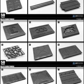 Artstation Sci-fi floor Panels KitBash 50 assets by Serhii Voloshenko Free Download