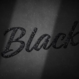 Black shining glitter text effect with shadow overlay Free Download